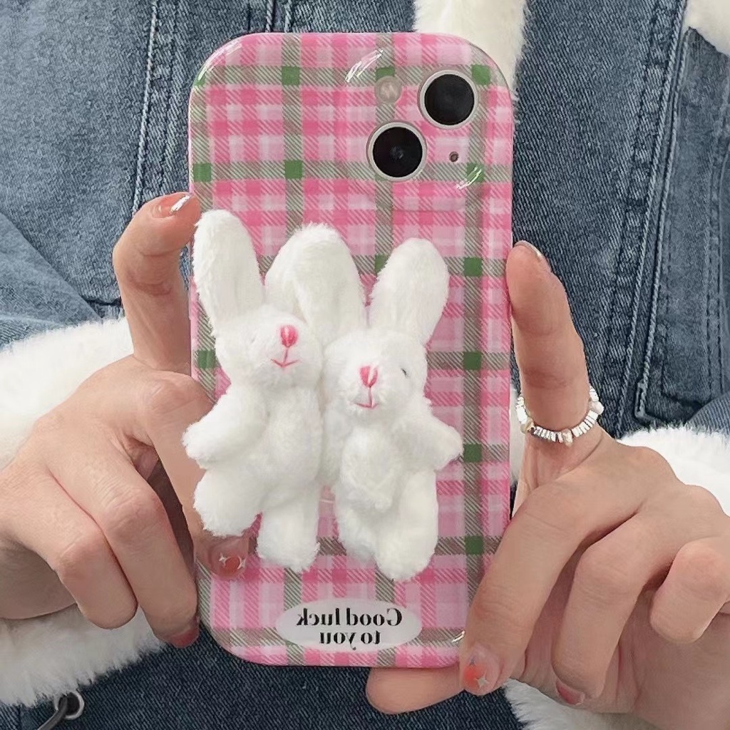 Ốp Điện Thoại Chất Lượng Cao Hình Thỏ Hồng Cho iPhone 14 13 12 11 Pro Max
