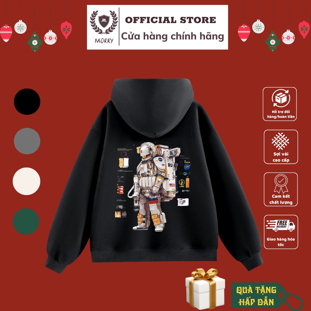 Áo Hoodie Nam Nữ NASA Form Rộng Basic , Hoddie Unisex, Chất Nỉ Siêu Mịn, Mũ 2 Lớp, Dày Dặn Ấm Áp Morry Store