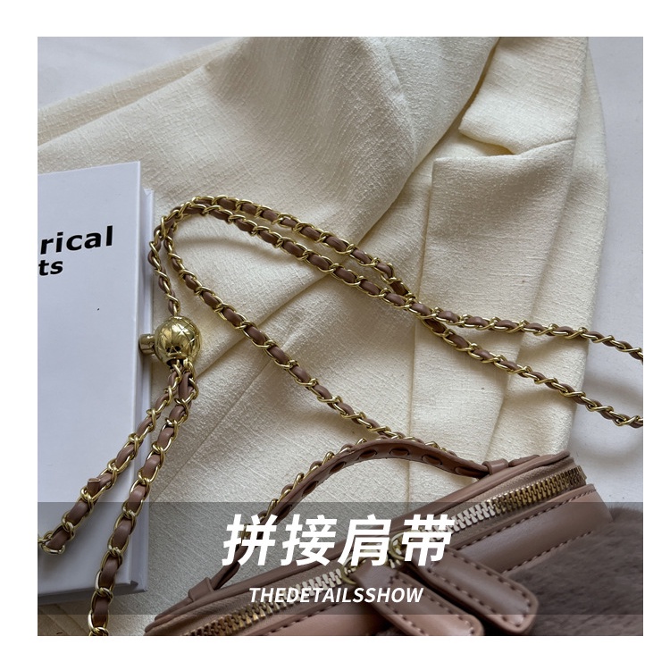 Túi Xách Đeo Chéo Hình Trụ Phối Lông Nhung Phong Cách Thời Trang Retro 2022 Mới