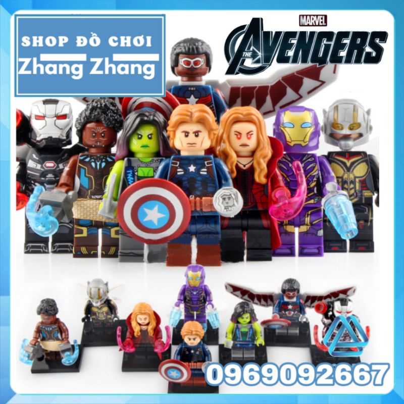 Đồ chơi Xếp hình Scarlet Witch Shuri Falcon Pepper Captain America War Machine Gamora Wasp Minifigures Xinh X0263