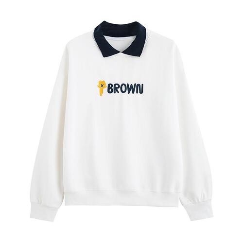 Áo sweater nữ cổ polo oversize chất nỉ dày dặn mùa thu đông