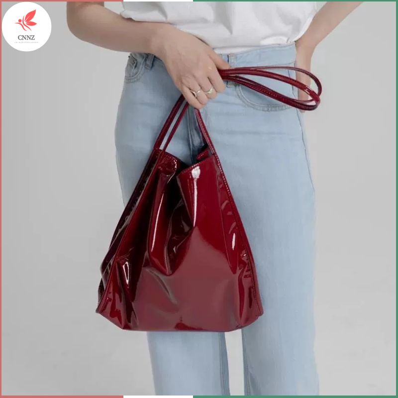 Cnyz Túi Xách Da Bóng Siêu Mềm Hàn Quốc Dongdaemun Đỏ / Đen / Trắng / Klein Xanh Lam Cho Nữ [Hàng Có Sẵn]