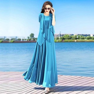 SET MAXI ĐẦM XÒE + ÁO CHOÀNG 2098