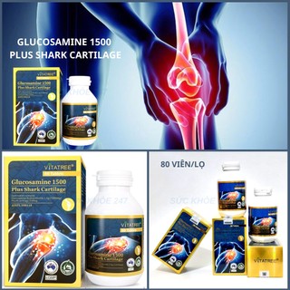 Viên Bổ Khớp GLUCOSAMINE 1500 PLUS SHARK CARTILAGE (GLUCOSAMINE & Sụn Cá Mập) Lọ 80 Viên - Giúp Tăng Cường Sụn Khớp