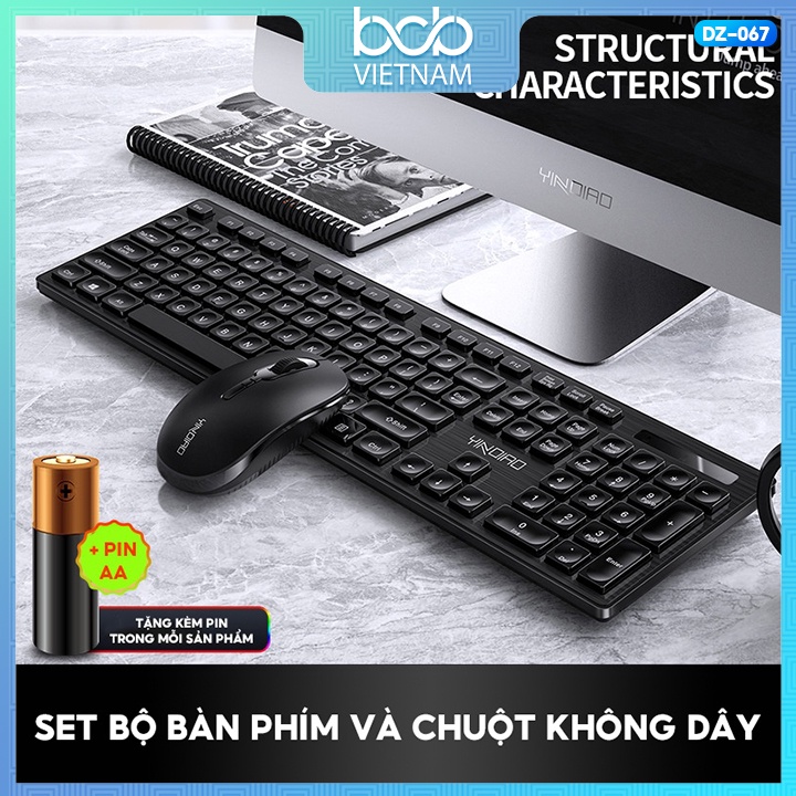 Set Bộ Bàn Phím Và Chuột Không Dây Văn Phòng Yindiao V3 Max Wireless Kết Nối Cổng Usb 2.4g Cao Cấp DZ-067
