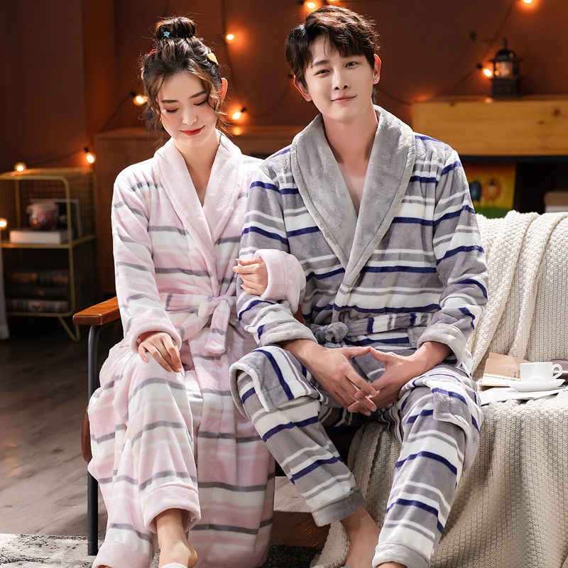 Bộ Đồ Ngủ Tay Dài Chất Nỉ Dày Dặn Thời Trang Thu Đông Xinh Xắn Cho Cặp Đôi