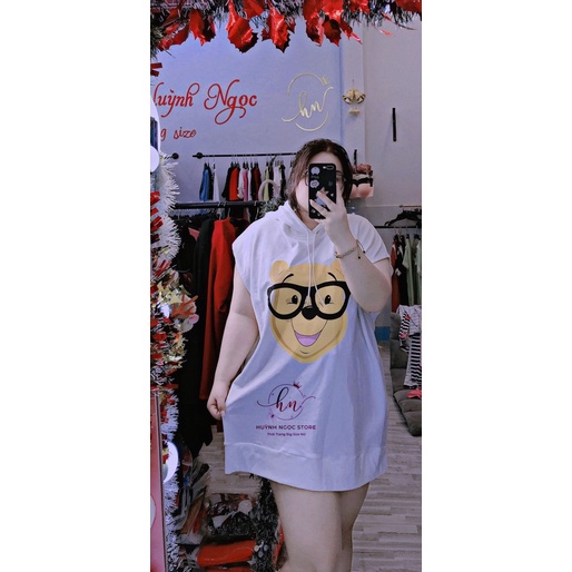 BIG SIZE Áo Hoodie Thun Cotton Gấu 60-95kg