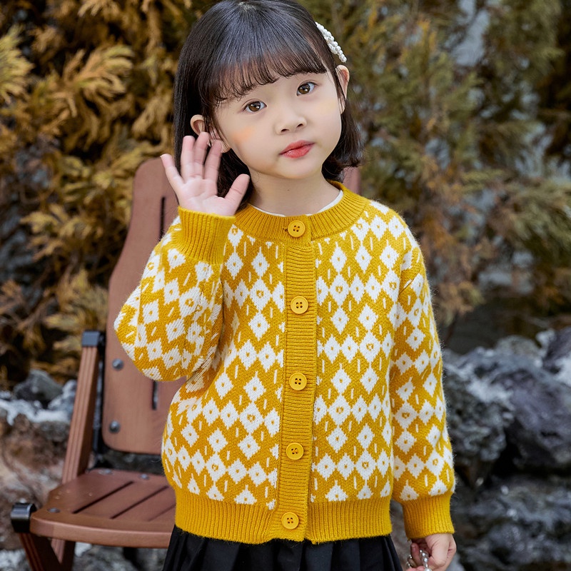 Áo khoác cardigan IQ ANGEL dệt kim phong cách Hàn Quốc thời trang xuân thu cho bé gái