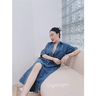 Đầm denim jean mặt cười thái lan