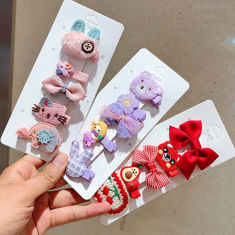 Set 5 Kẹp Tóc Hoạt Hình Dễ Thương Cho Bé Gái