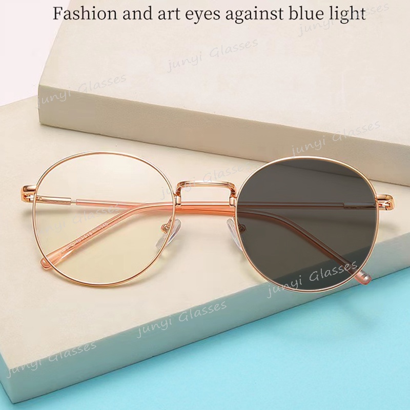 Kính Chống Nắng Ngoài Trời 2 Trong 1 Gọng Kim Loại Tròn Chống Bức Xạ Ánh Sáng Xanh Bảo Vệ Mắt Cho Nam Và Nữ