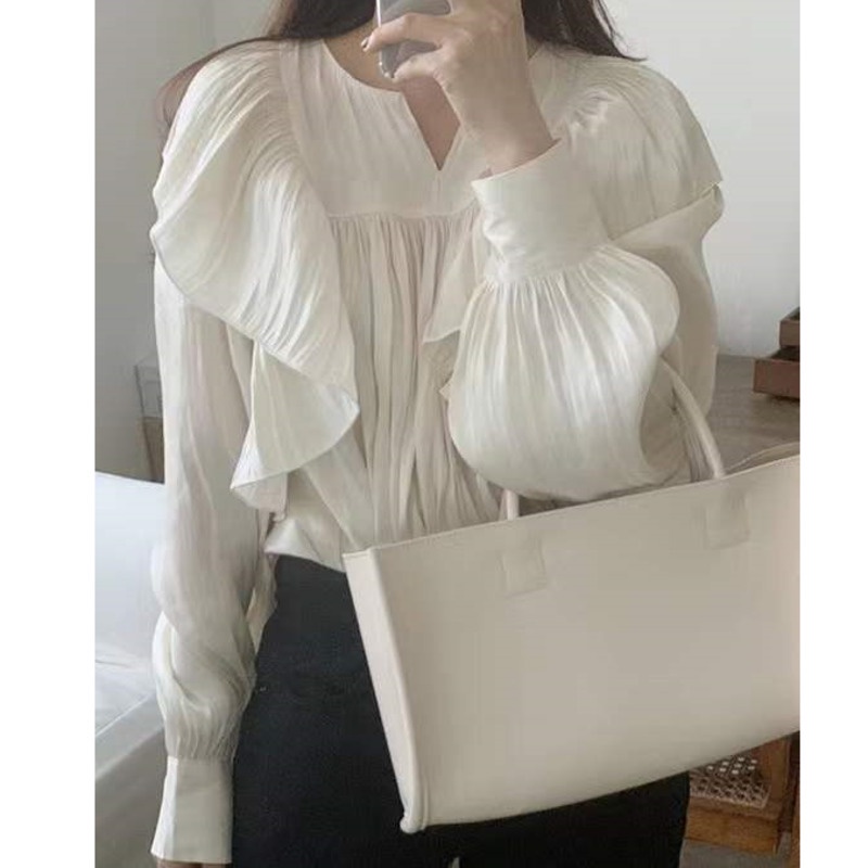 Áo Sơ Mi Tay Dài Cổ Chữ v Dáng Rộng Phong Cách Thời Trang Phương Tây Dành Cho Nữ