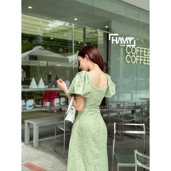 Đầm Hoa Xẻ 1 Bên