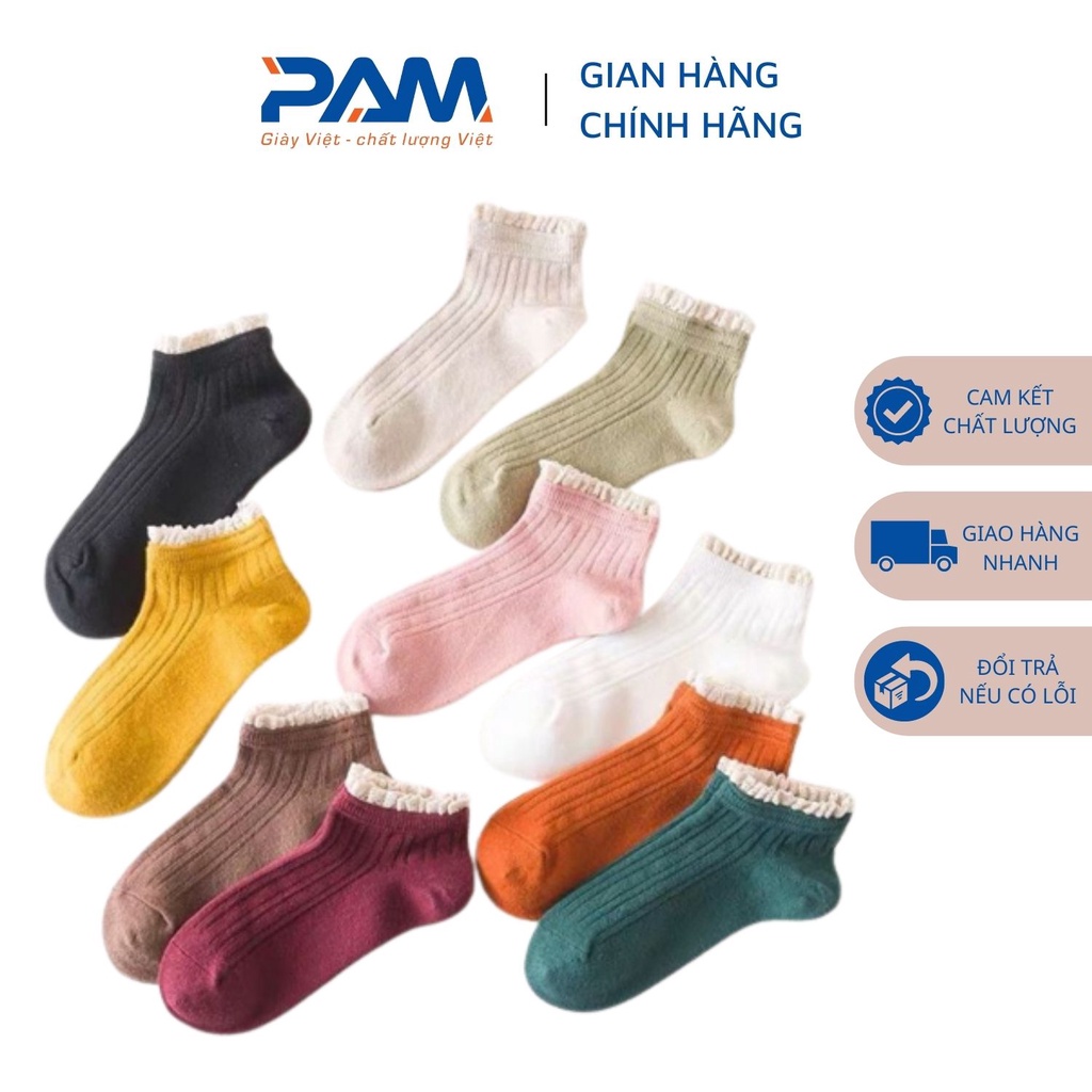 Set 10 Đôi Tất Vớ Nữ PAM Giày Việt - Chất Lượng Việt Nhiều Màu Sắc Cổ Bèo Thấm Hút Mồ Hôi Vải Cotton