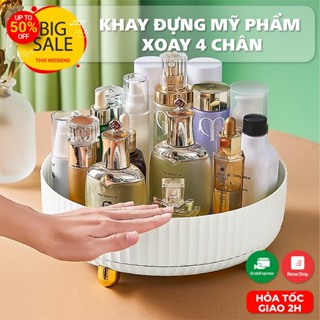 khay nhựa, Kệ đựng gia vị xoay tròn đa năng - Đĩa đựng mỹ phẩm xoay 360 nhiều màu