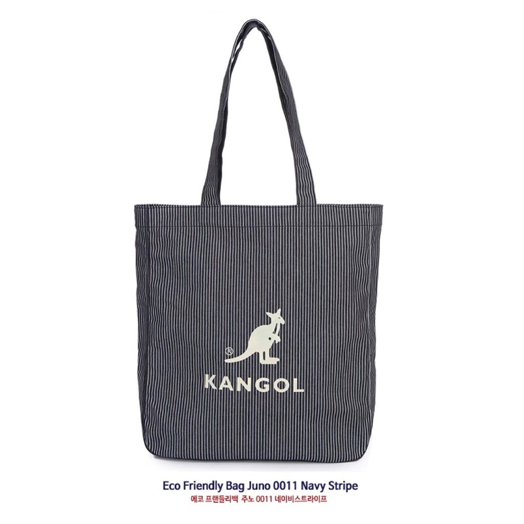 kangol Hàn Quốc mua hộ sọc vải túi giải trí vai ba lô túi mua sắm tote túi tote Eco Freiendly JUNO retro bag