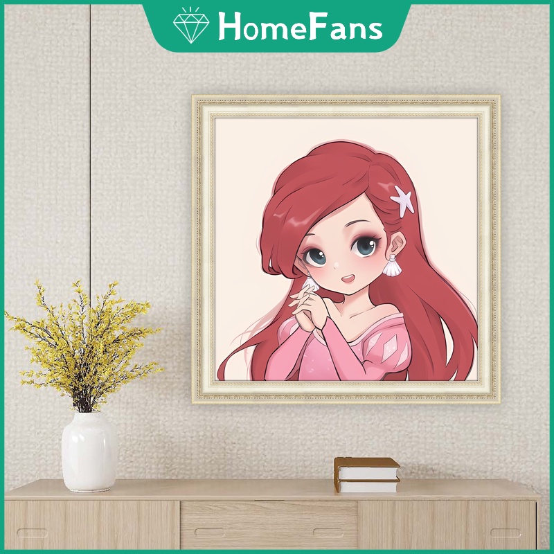 Bộ Tranh Đính Đá 5D DIY Hình Công Chúa Disney 30x30cm Để Trang Trí Nhà