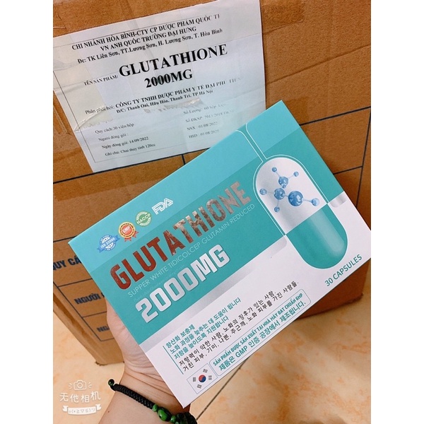 Viên glutathione 2000mg, viên uống trắng da glu 2000 mờ nám đẹp da