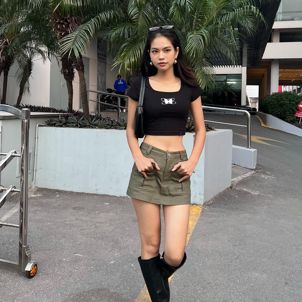 Chân Váy Túi Hộp PRADIES Kaki Box Skirt