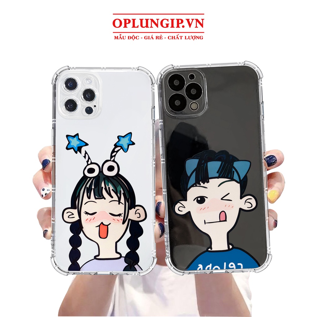 Ốp iphone trai gái lè lưỡi silicon dẻo cạnh vuông cho iphone 11 13 pro max 14 12 pro max mini x r s max 6 s 7 8 plus
