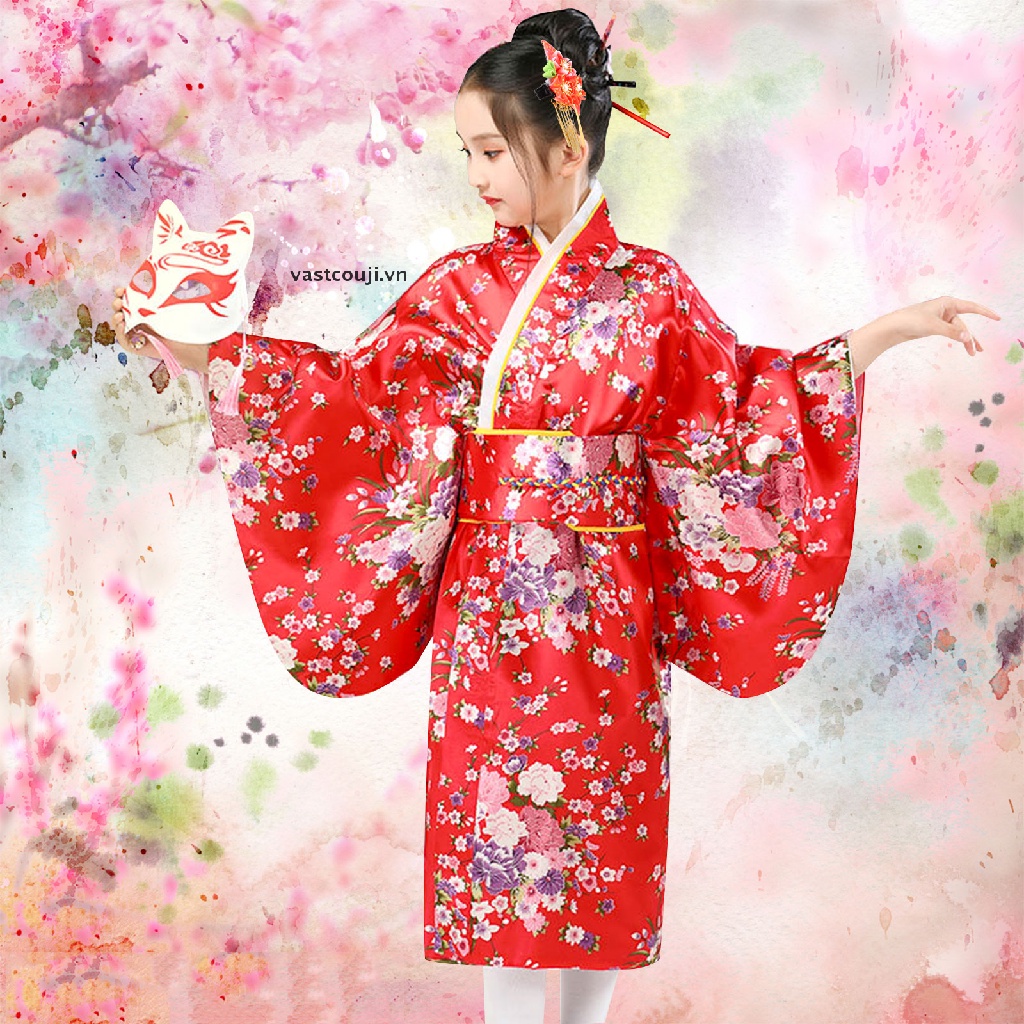 Đầm Kimono Truyền Thống Nhật Bản Xinh Xắn Cho Bé Gái