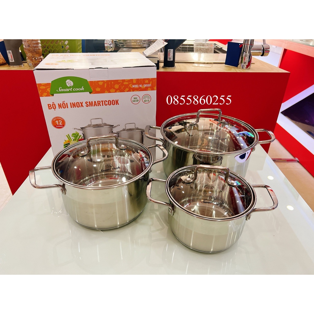 Bộ nồi Inox Smartcook 3 chiếc cỡ 16cm, 20cm, 24cm 5961