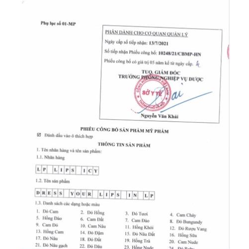 Son kem siêu lì LP lipsicy chuẩn màu siêu mịn dưỡng môi lâu trôi 7g