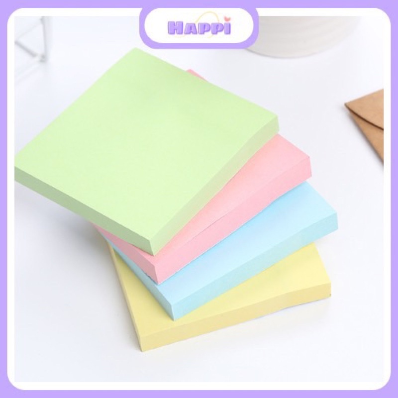 Set 100 tờ giấy ghi chú HAPPI giấy note nhiều màu sắc size 76*76mm có keo dán phụ kiện văn phòng phẩm tiện lợi SMN