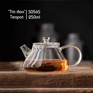 Bình trà đạo thủy tinh chịu nhiệt S056S 250ml - Ấm trà đạo thủy tinh có lọc trà Samahome Shop