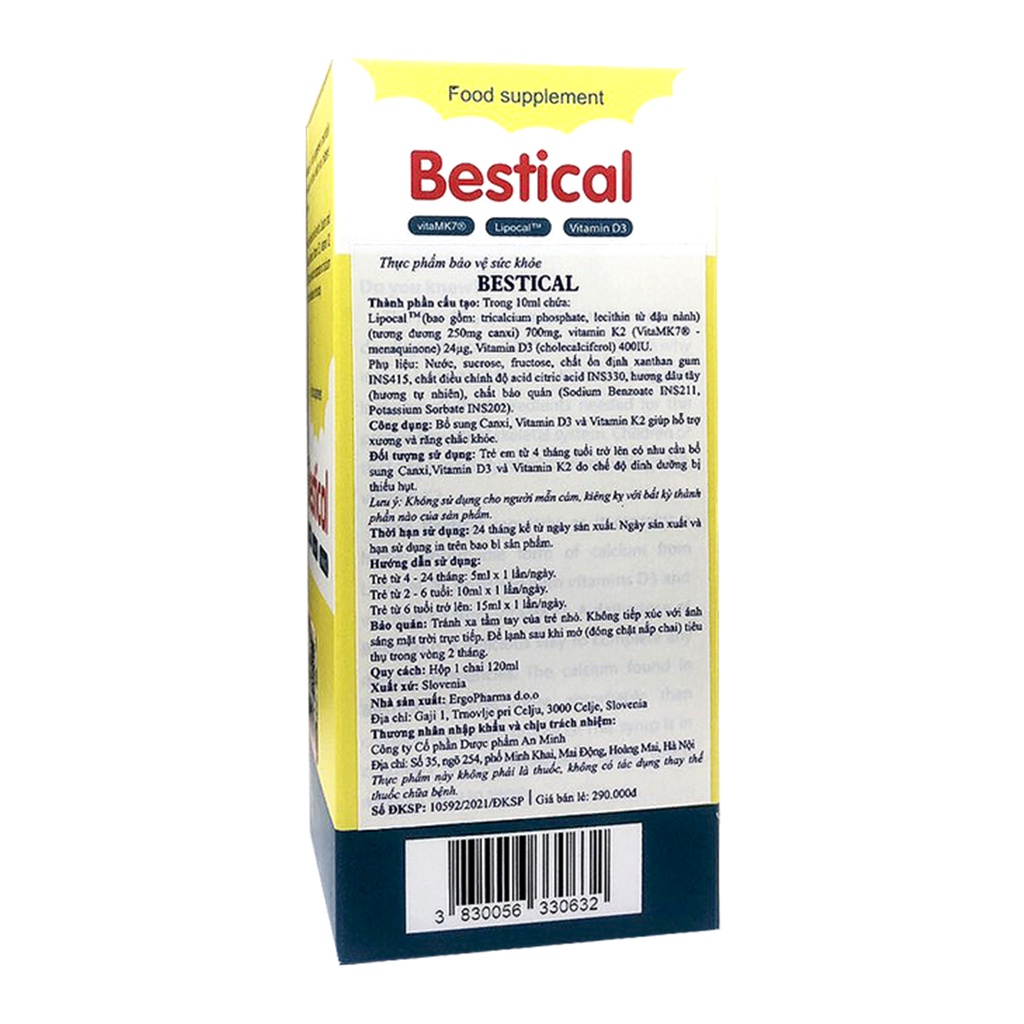 Bestical bổ sung Canxi vitamin d3 k2 giúp xương và răng chắc khỏe tăng chiều tối đa cho bé