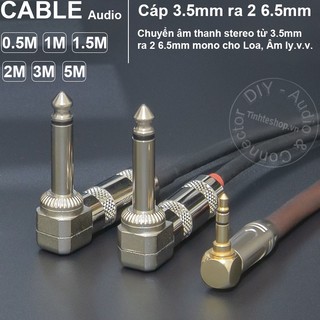 Cáp 3.5 sang 2 đầu 6.5mm diy 0.5 đến 5 mét - 3.5mm audio cable to 2 jacks 6.35mm mono