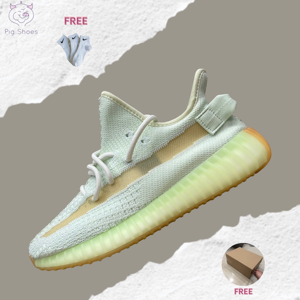 Giày Thể Thao Adidas Yeezy Boost 350 V2 Hyperspace,YZ 350 Xanh Dạ Quang; Đầy Đủ Box, Bill, Tặng Vớ Trắng