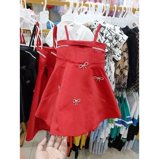 [Xả kho lẻ size] Váy gấm tacta 2 dây cho bé gái
