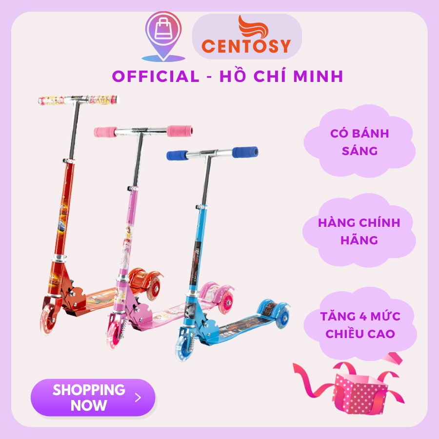 Xe Trượt Scooter Trẻ Em Siêu Rẻ CENTOSY Cougar 380 - Bánh Phát Sáng, In Hình Bắt Mắt Cho Bé