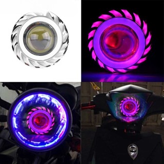Đèn pha LED xe máy Ống kính máy chiếu chống nước Dual Angel Devil Eye Head Lamp Cyclone-Type