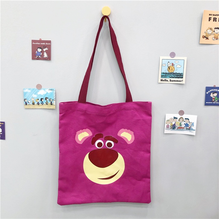Túi Xách Canvas Cỡ A4 Họa Tiết Hoạt Hình Dễ Thương