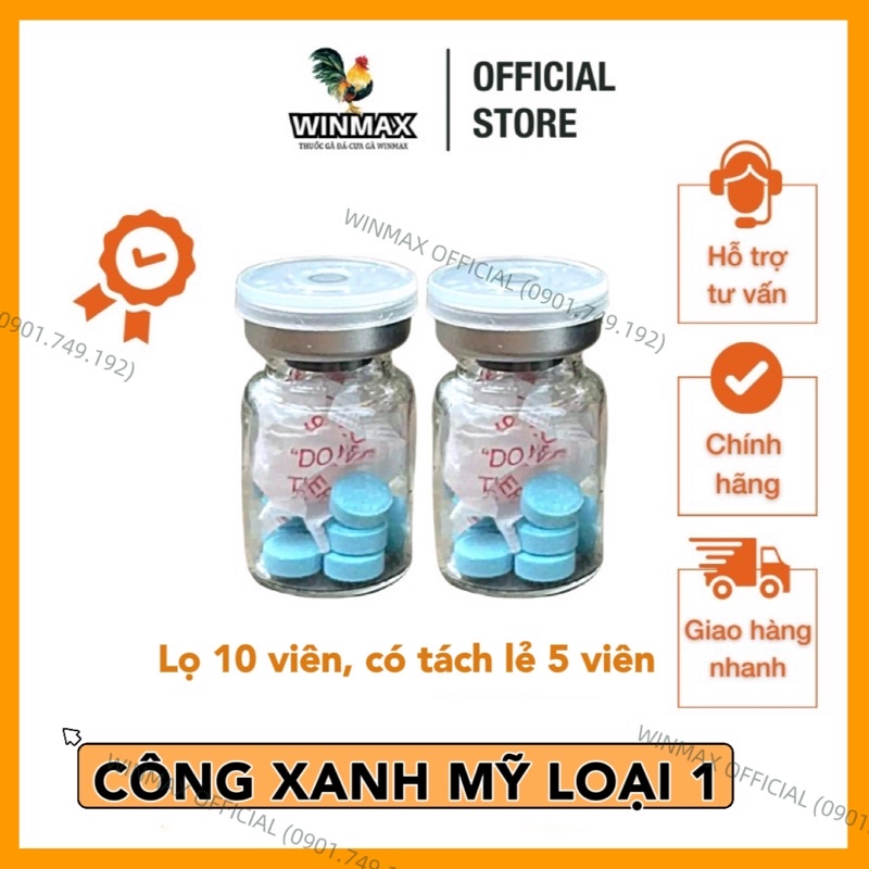 Viên đá xanh/ Công Xanh Mỹ - hũ 10 viên, Tách lẻ 5 viên