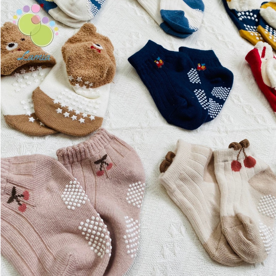 Set 2 Đôi Vớ Len Xuất Nhật Tất Chống Trượt Cho Bé Trai Bé Gái 0-5 Tuổi 𝐓𝐗𝐍