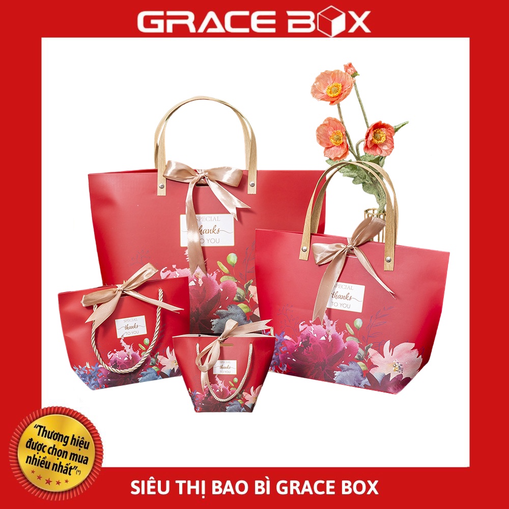 Túi Giấy Quà Tặng Phong Cách Nhật Bản Special Thanks To You (Hàng Cao Cấp) Màu Đỏ Đô - Siêu Thị Bao Bì Grace Box