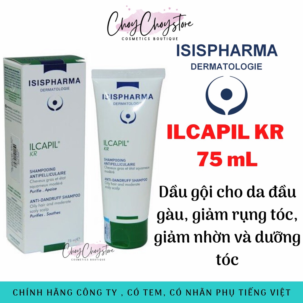Dầu gội ISIS PHARMA ILCAPIL KR 75 mL - Dầu gội cho da đầu gàu, giảm rụng tóc, giảm nhờn và dưỡng tóc