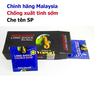 Bao cao su Long Shock cá ngựa gân gai kéo dài thời gian hộp 12 cái