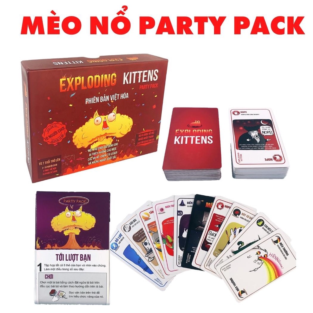 Board game Mèo Nổ Exploding Kittens Party Pack Việt Hóa