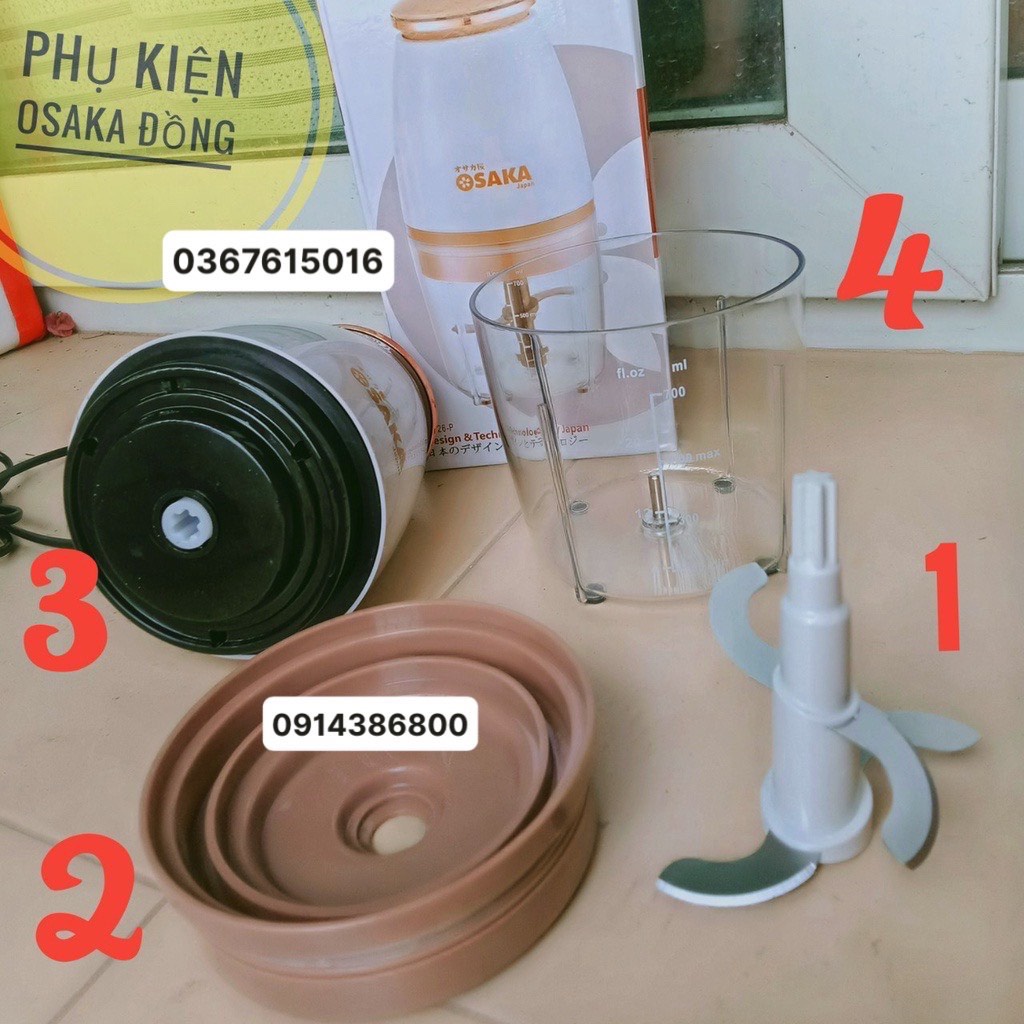 Linh kiện máy xay osaka nắp nâu dẹt- combo dao kèm cốc phiên bản nâu đồng 2021