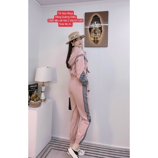 Bộ ngủ nữ.sét thể thao kéo khoá có mũ đồ mặc nhà thu đông chất vải gió 2 lớp.hàng quảng châu đẹp.tohoa_shop.Size SMLXL