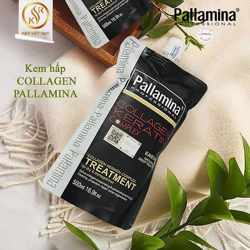 Ủ tóc collagen kem ủ tóc dầu ủ tóc hấp phục hồi tóc COLAGEN  PALLAMINA túi 500ml hàng chính hãng