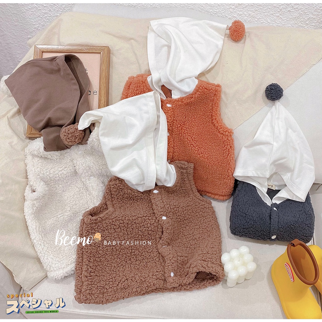 Áo gile cho bé BEEMO A028 gile cho bé chất vải lông dày dặn,giữ ấm tốt cho bé, PAPALEMON