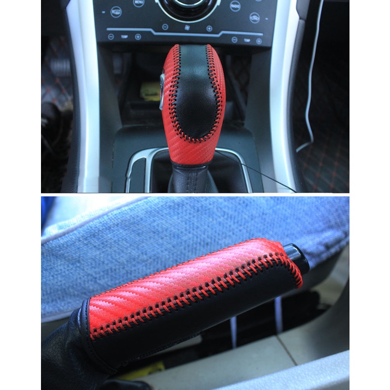 Vỏ Bọc Cần Số, Phanh Tay Xe Hơi Cho Ford EcoSport, Fiesta, Focus Bằng Da Dễ lắp Đặt Tiện Dụng