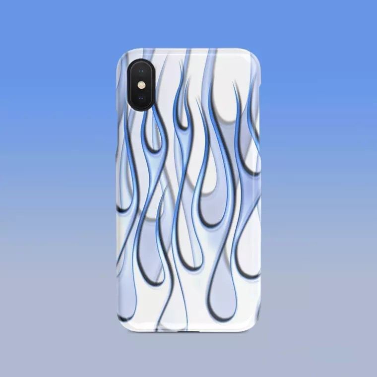 Ốp Điện Thoại Silicon Dẻo In Hình Ngọn Lửa Xanh Trắng Iphone 13 Promax  12Promax 11Promax