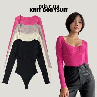 Bodysuit len Mia Ritta A2142 Bodysuit len gân cúp ngực dài tay
