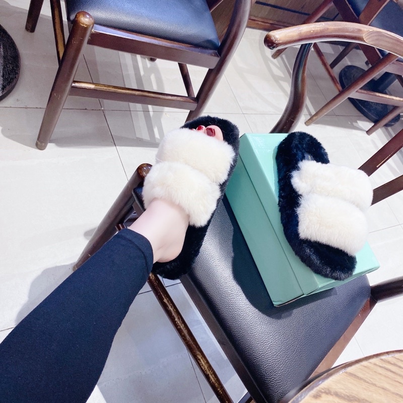 Dép lông hai quai ngang trắng đế đen cao 5 phân hàng quảngg châuu full hộp